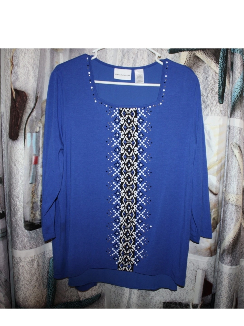 Royal Blue Embellished Scoop Neck Top